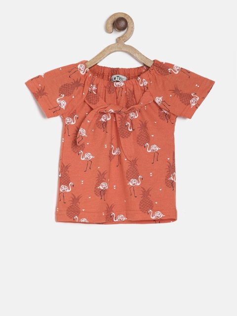 

Palm Tree Girls Coral Printed Top