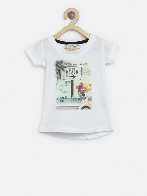 

Palm Tree Girls White Printed Round Neck T-shirt