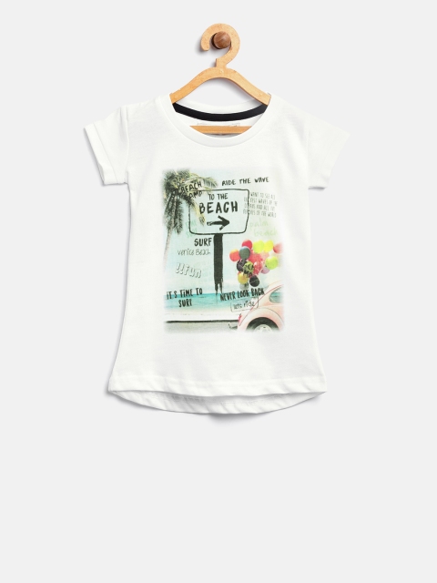 

Palm Tree Girls White Printed Round Neck T-shirt