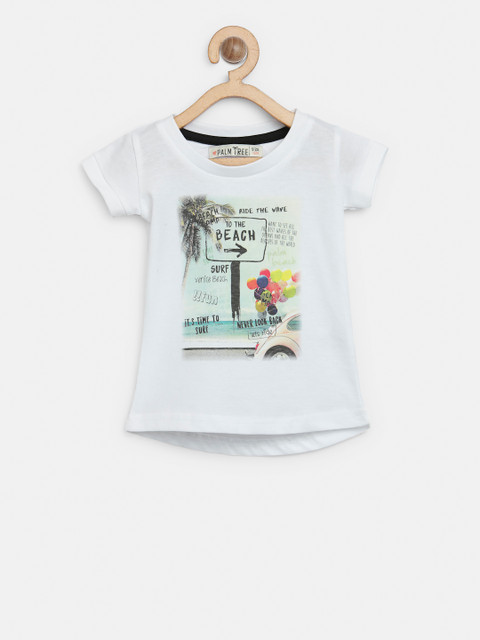 

Palm Tree Girls White Printed Round Neck T-shirt