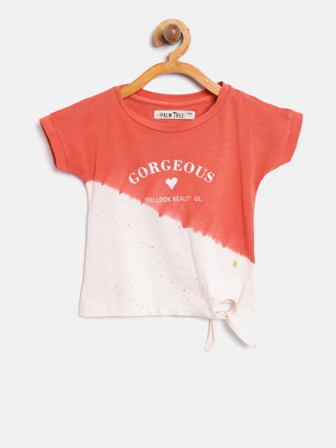 

Palm Tree Girls Rust Orange & Off-White Printed Top