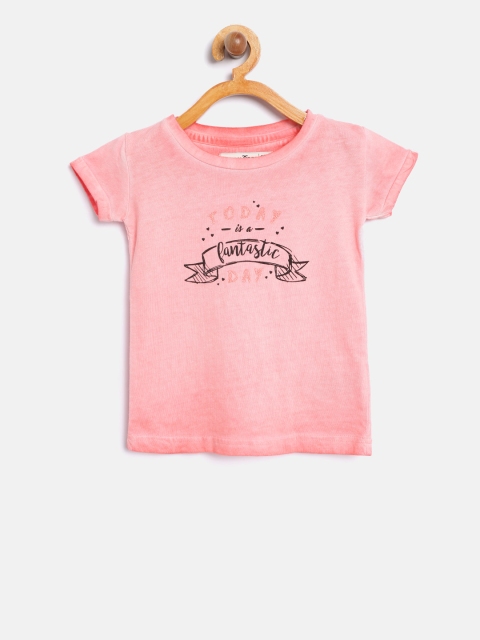 

Palm Tree Girls Peach-Coloured Printed Round Neck T-shirt