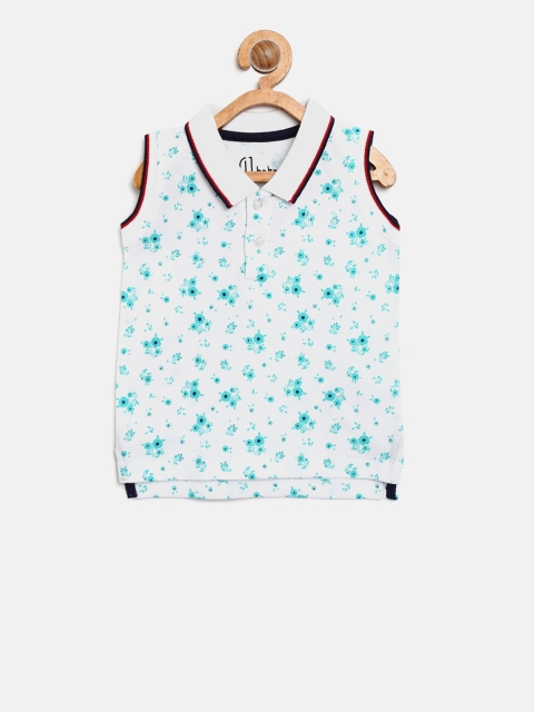 

Gini and Jony Girls White Printed Polo Collar T-shirt