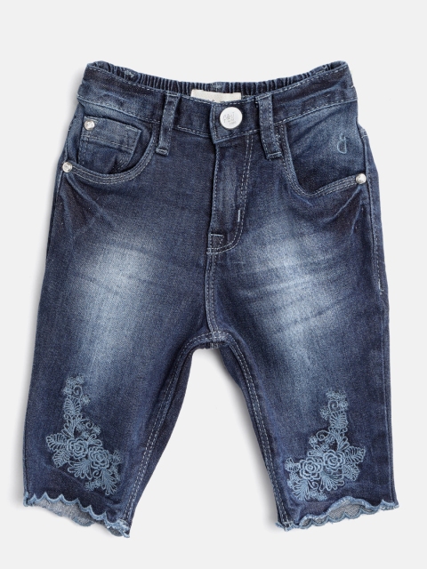 

Gini and Jony Girls Navy Washed Regular Fit Denim Capris, Navy blue