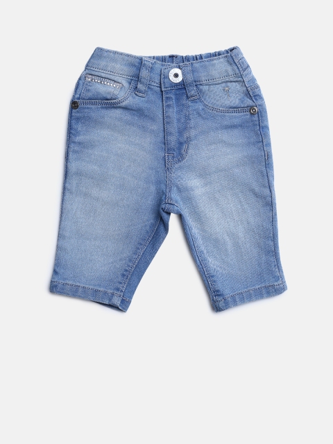 

Palm Tree Girls Blue Washed Regular Fit Denim Capris