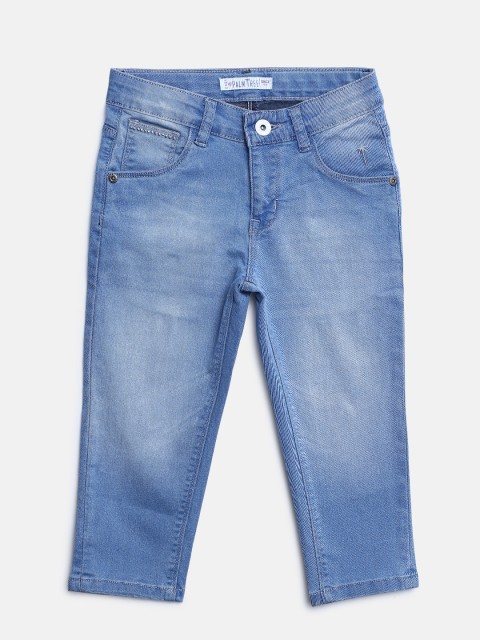 

Palm Tree Girls Blue Washed Regular Fit Denim Capris