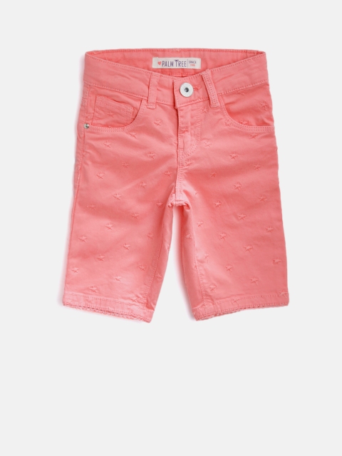 

Palm Tree Girls Pink Embroidered Capris