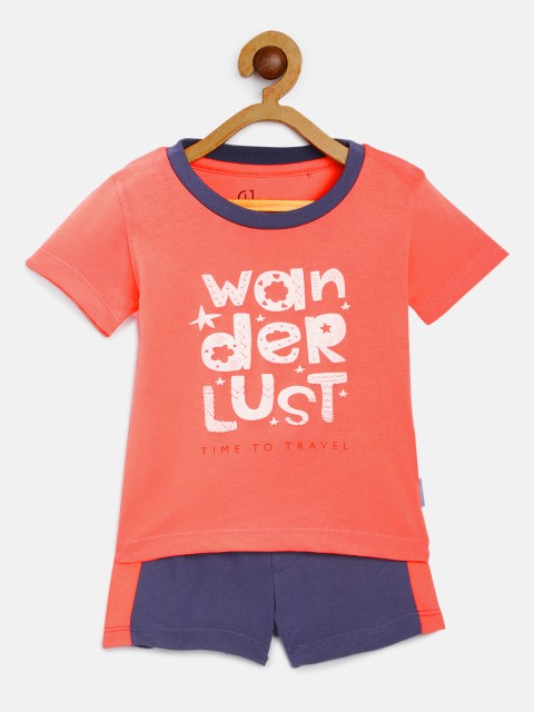 

Gini and Jony Boys Orange & Purple Printed T-shirt with Shorts