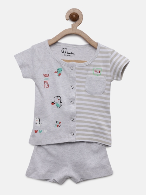 

Gini and Jony Boys Grey Printed Clothing Set