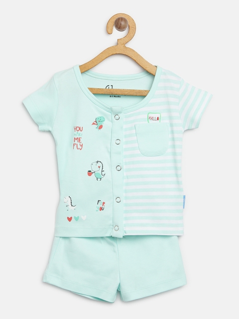

Gini and Jony Boys Mint Green & White Striped T-shirt with Shorts