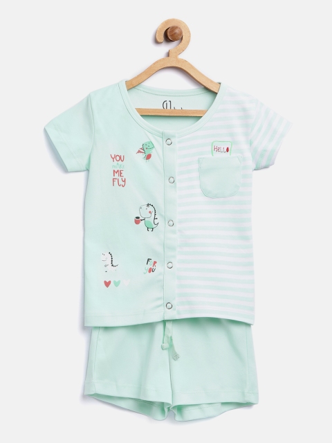 

Gini and Jony Boys Green Striped T-shirt with Shorts