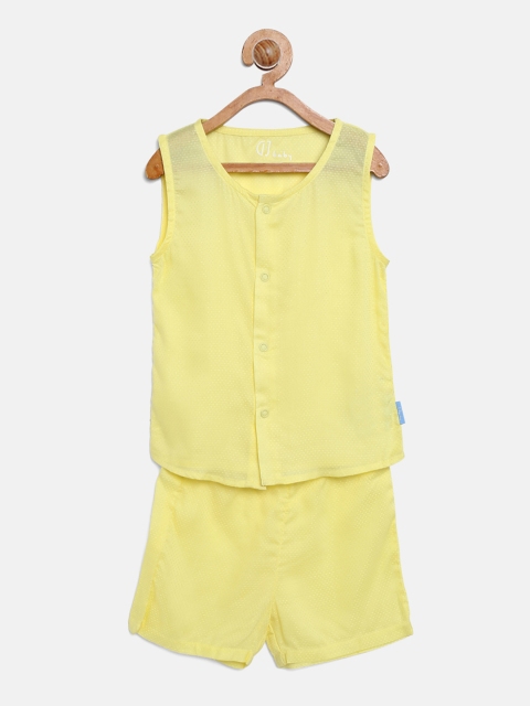

Gini and Jony Boys Yellow Self Design Shirt with Shorts