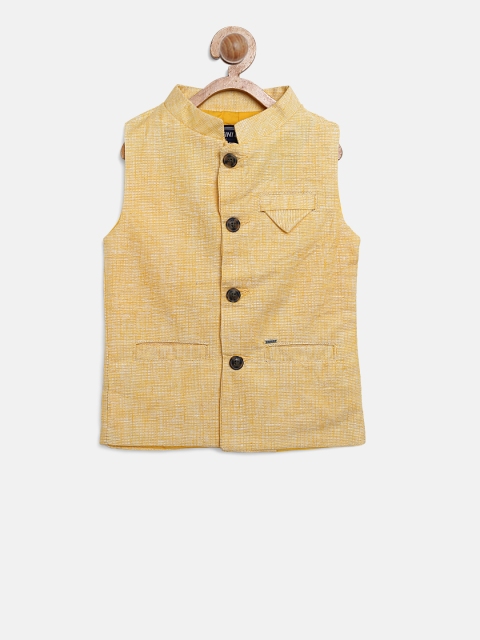 

Gini and Jony Boys Yellow Solid Nehru Jacket
