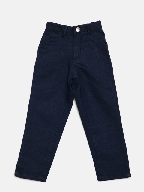 

Gini and Jony Boys Navy Slim Fit Solid Trousers, Navy blue