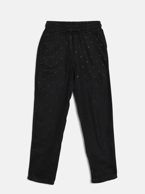 

Gini and Jony Girls Black Printed Regular Trousers