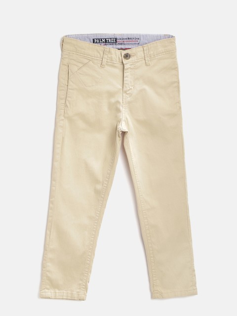 

Palm Tree Boys Beige Slim Fit Solid Regular Trousers