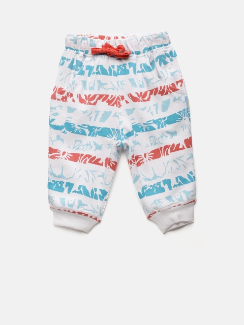 

Gini and Jony Girls White & Blue Regular Fit Printed Joggers