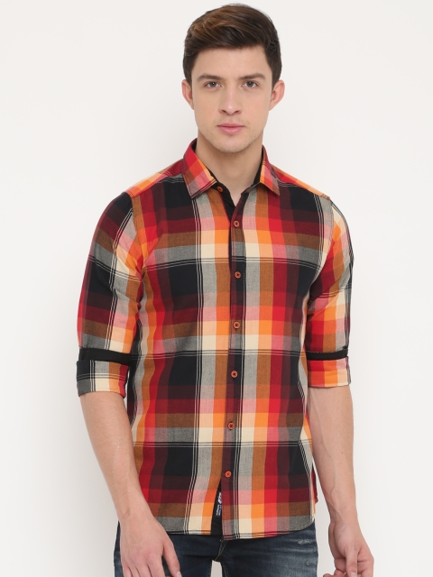 

Cross Court Men Black & Red Slim Fit Checked Casual Shirt