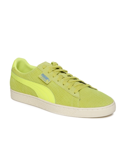 

Puma Unisex Fluorescent Green Suede Classic Perforation Sneakers