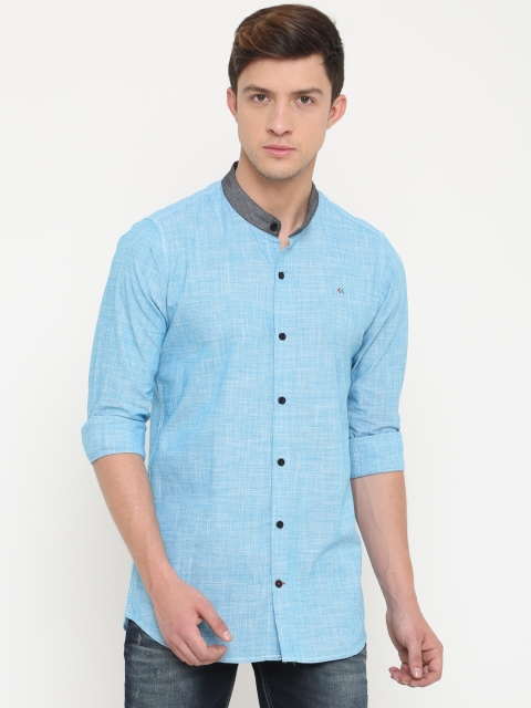 

Cross Court Men Blue Slim Fit Checked Casual Shirt
