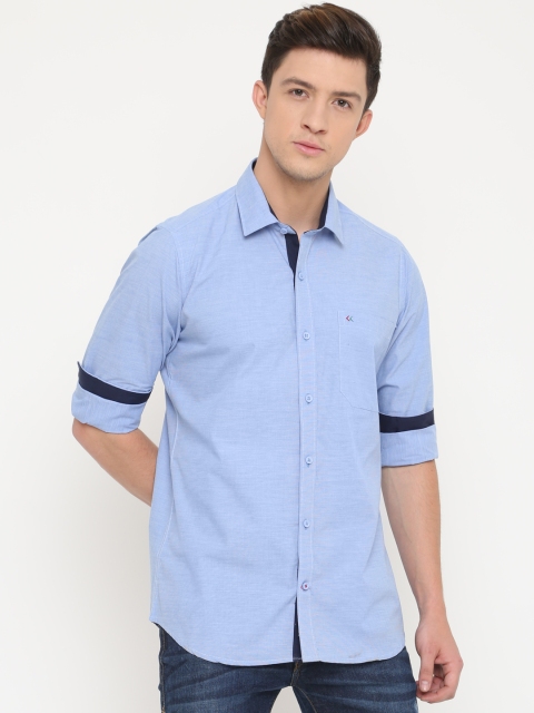 

Cross Court Men Blue Slim Fit Solid Casual Shirt