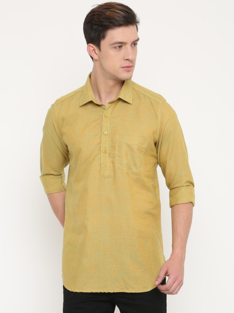 

Cross Court Men Yellow Woven Design Straight Kurta