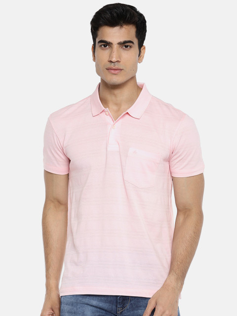 

Arrow Men Pink Self Design Polo Collar T-shirt