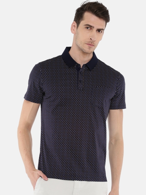 

Arrow Men Navy Printed Polo Collar T-shirt, Navy blue