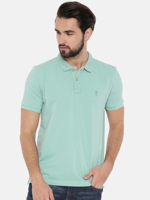 

Arrow Blue Jean Co. Men Green Solid Polo Collar T-shirt