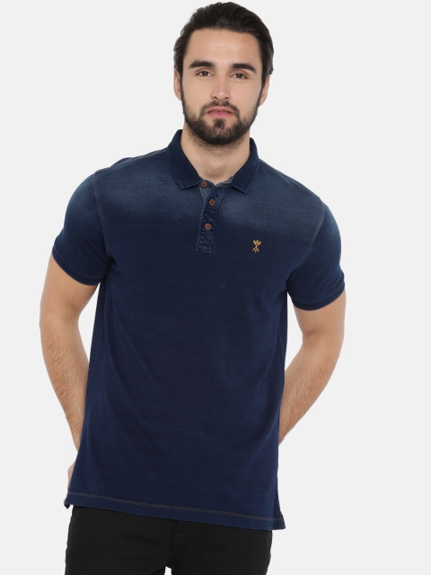 

Arrow Blue Jean Co. Men Blue Solid Polo Collar T-shirt