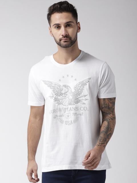 

Arrow Blue Jean Co. Men White Printed Round Neck T-shirt