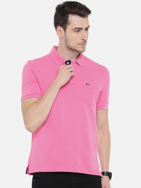 

Arrow Sport Men Pink Solid Polo Collar T-shirt