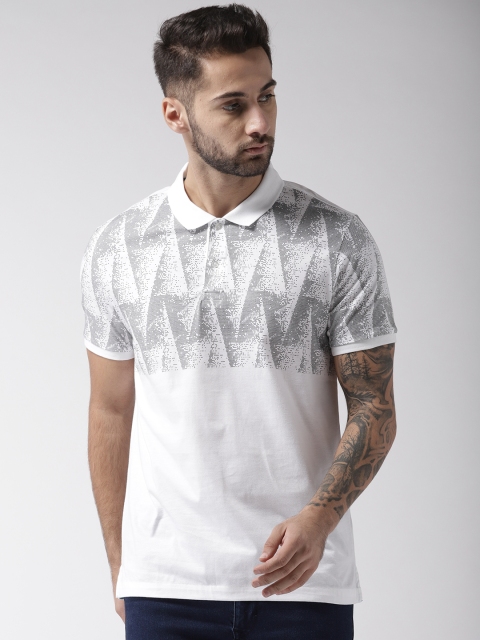 

Arrow New York Men White Printed Polo Collar Pure Cotton T-shirt