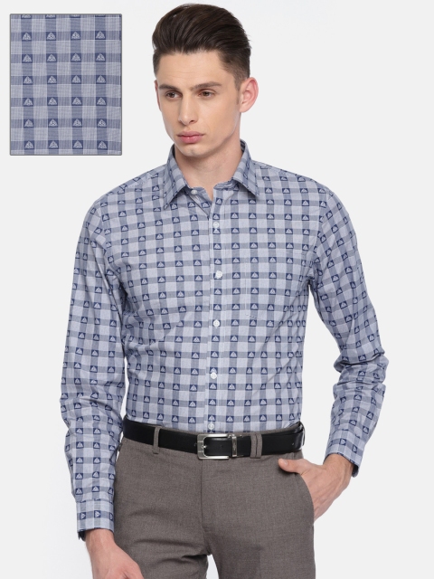 

Arrow Men Navy Blue & White Slim Fit Checked Formal Shirt