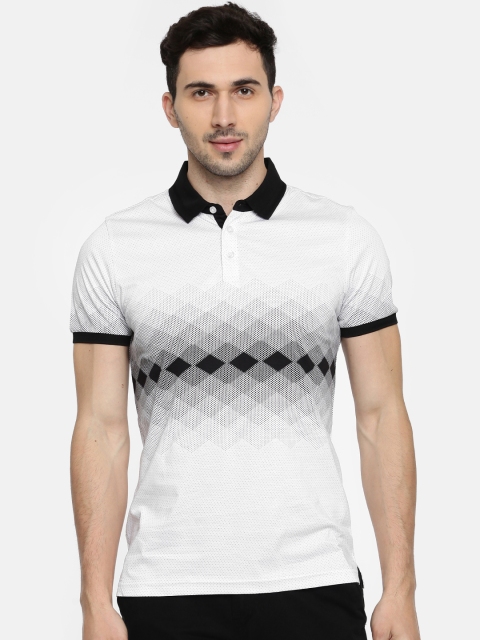 

Arrow New York Men White & Black Printed Polo Collar Pure Cotton T-shirt