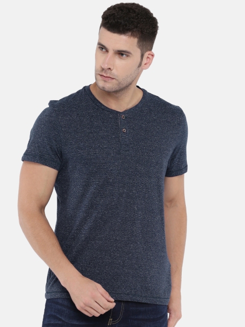 

Arrow Sport Men Navy Solid Henley Neck T-shirt, Navy blue