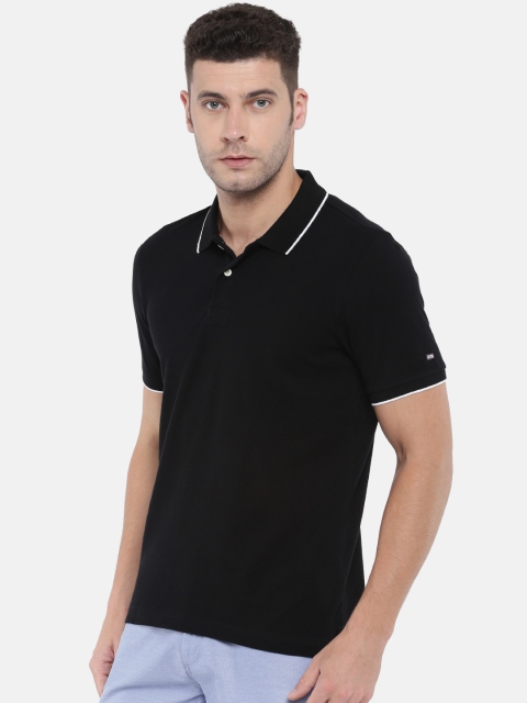 

Arrow Sport Men Black Self Design Polo Collar T-shirt