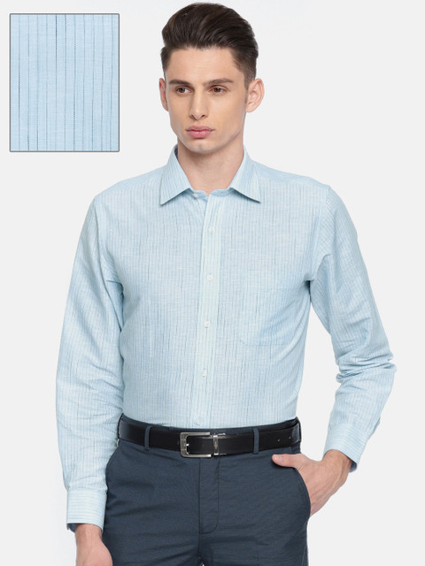 

Arrow Men Blue Black Regular Fit Striped Formal Sustainable Shirt