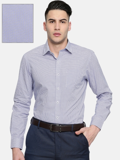 

Arrow Men White & Blue Snug Slim Fit Printed Formal Shirt