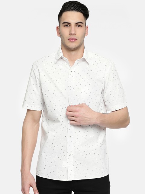 

Arrow Men White Snug Fit Printed Semiformal Shirt