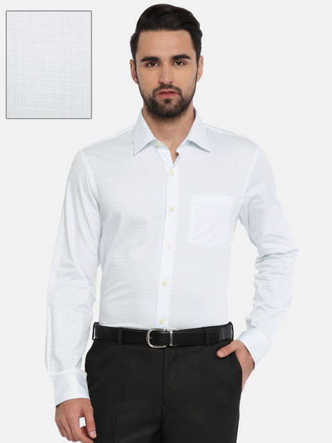 

Arrow Men White & Blue Slim Fit Checked Formal Shirt