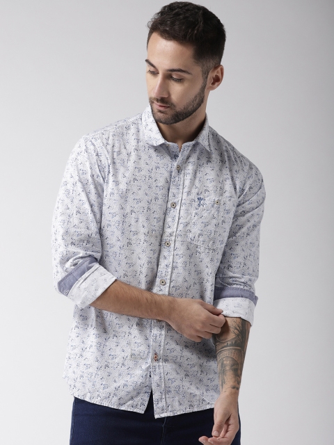 

Arrow Blue Jean Co. Men White & Blue Slim Fit Printed Casual Shirt