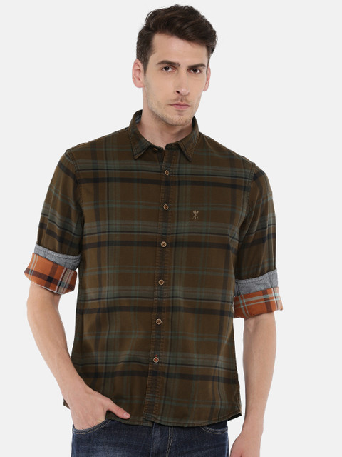 

Arrow Blue Jean Co. Men Brown Snug Slim Fit Checked Casual Shirt