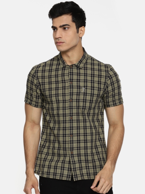 

Arrow Blue Jean Co. Men Brown & Navy Blue Slim Fit Checked Casual Shirt