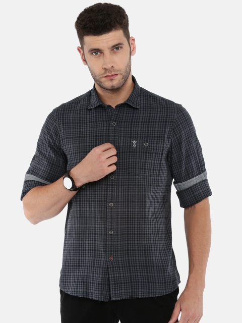

Arrow Blue Jean Co. Men Charcoal & Black Slim Fit Checked Casual Shirt