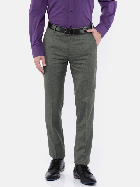 

Arrow Men Charcoal Slim Fit Solid Formal Trousers
