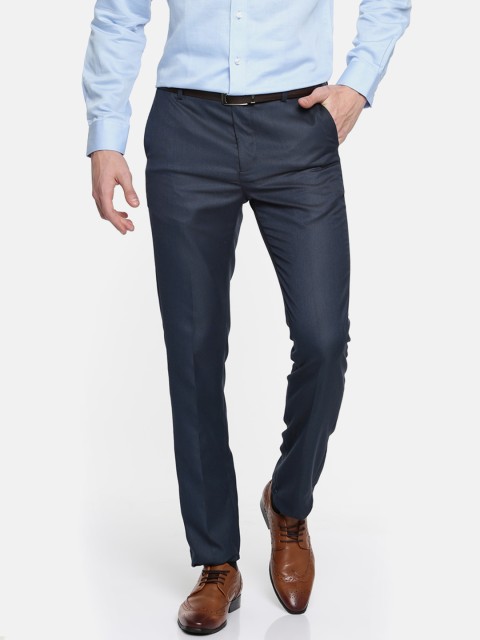 

Arrow Men Navy Blue Urban Slim Slim Fit Self Design Regular Trousers