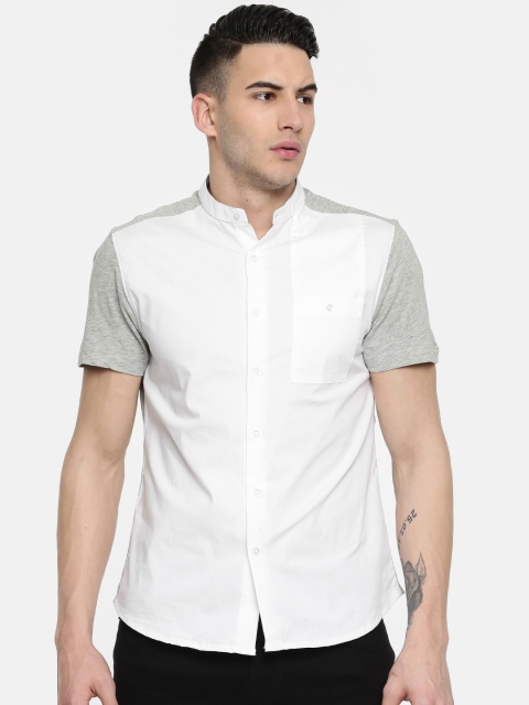 

Arrow New York Men White & Grey Regular Fit Solid Casual Shirt