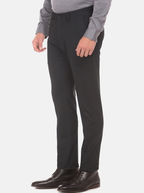 

Arrow New York Men Charcoal Grey Super Slim Fit Solid Formal Trousers