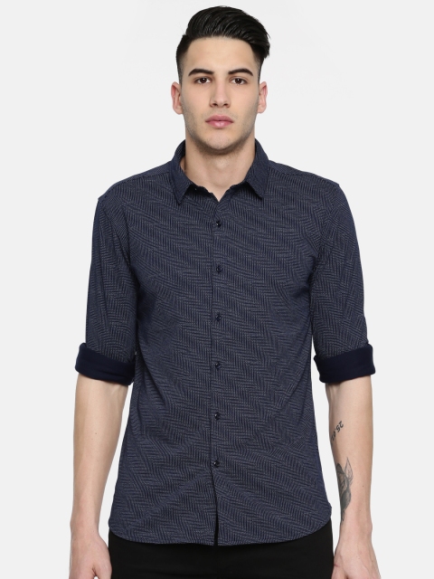 

Arrow New York Men Navy Regular Fit Printed Casual Shirt, Navy blue